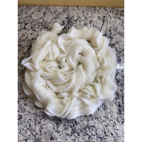 Coldwater Creek Womens Scarf Ruffled Knit Ivory White Lightweight Minimalist - Picture 5 of 8